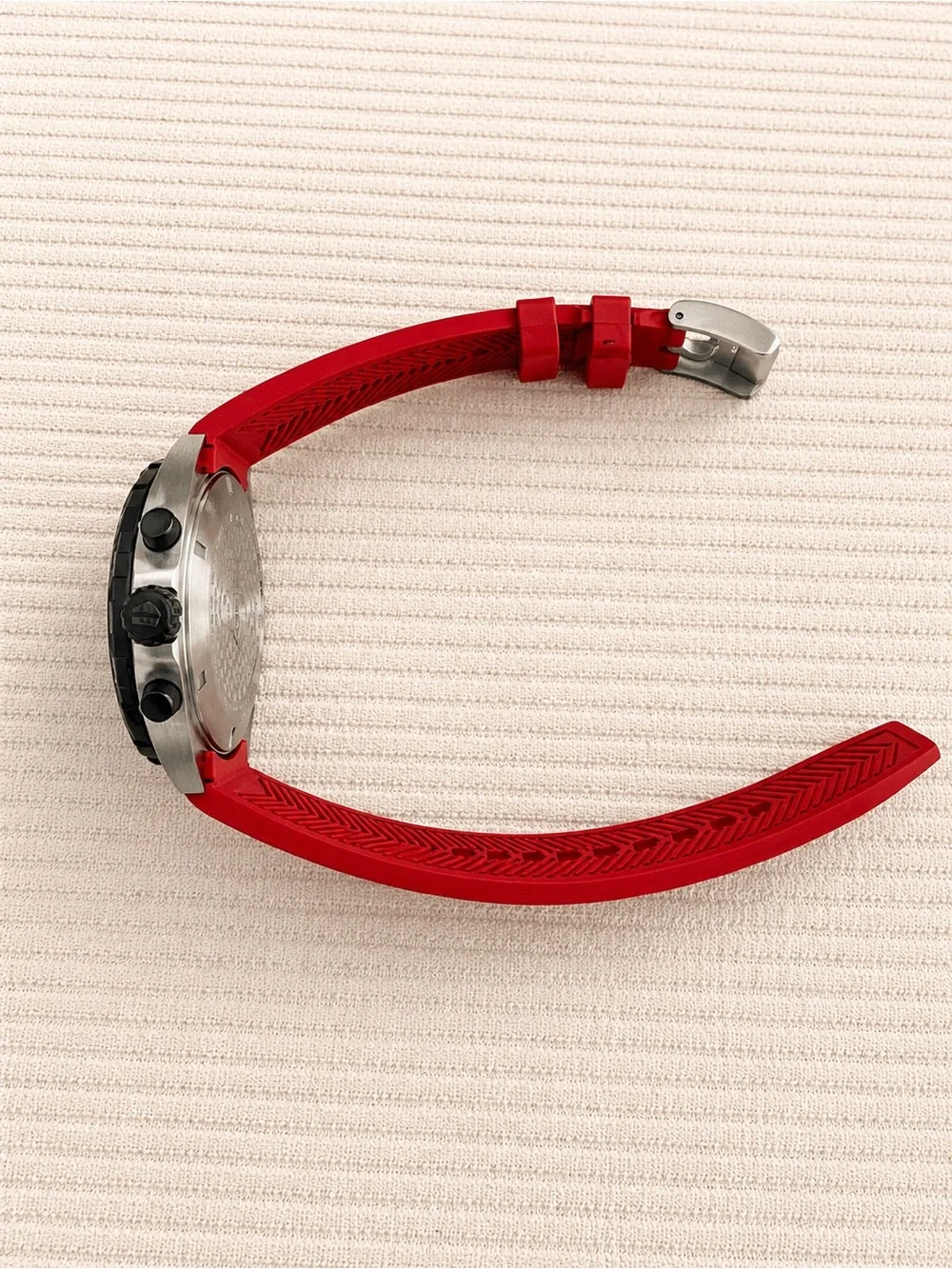 Tag Heuer Red Dial Chronograph with Black Tachymeter Bezel